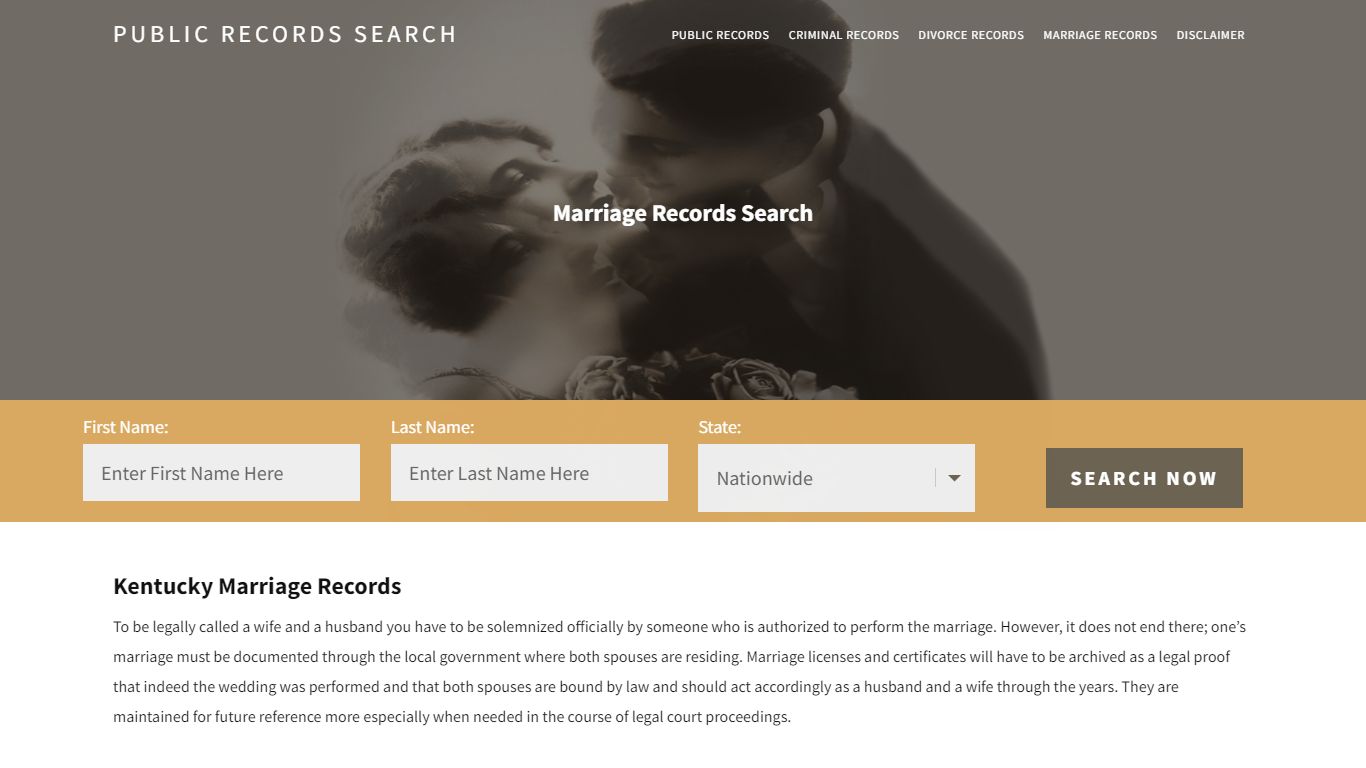 Kentucky Marriage Records | Enter Name and Search|14 Days Free